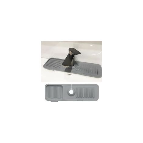 Tapis de robinet avec protection anti-éclaboussures, silicone alimentaire, gris clair (1/5)
