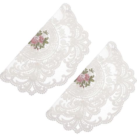 Sets de table élégants en dentelle blanche, confectionnés en soie de lait de qualité supérieure. Idéaux pour les fêtes et les événements. Lot de 2. (1/5)