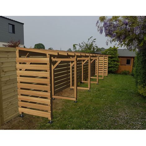 Abri de jardin bois 10m – Non couvert – Traitement autoclave Cl3 marron – Dimensions 1003 x 144 x 230 cm – Fabrication française – Jardinatoire (1/4)
