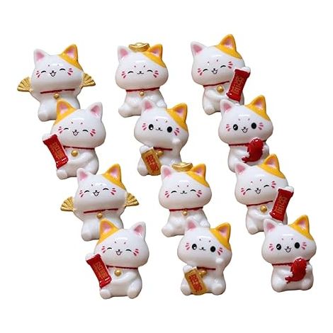 Figurines Chat Miniature, DéCoration Micro Paysage RéSine, Chat Maneki Neko Jardin, Maison, Bureau, 2.8 2.7 1cm (1/5)