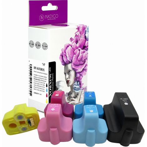 Tinta Inkdigo 363 XL compatible con HP PhotoSmart 3108 C5170 D6160 3310 8250. Certificación TÜV. (1/5)