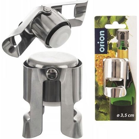 Bouchon Pour Vin Mousseux - Acier Inoxydable - Hermetique - 4 x 6 cm - Argent - 1 Piece