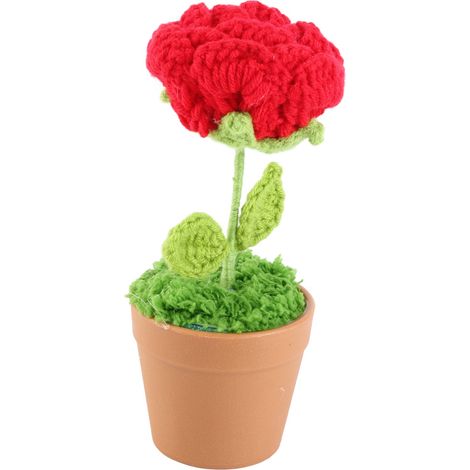 Rosace au Crochet Pot avec Fleur Artificielle [Tissé à la Main] - Ensemble de Décor Maison Écologique (1/5)