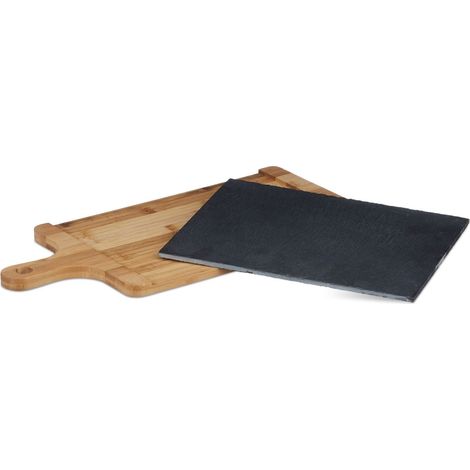 Tagliere da portata rettangolare multifunzionale 40 x 30 x 2 cm in bambù naturale 130003524