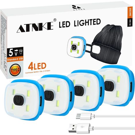 Remplacement LED Bonnet Lampe Frontale, USB Type C Rechargeable Ultra Brillant Lumière Mains Libres Lampe Frontale Cadeaux pour Hommes et Femmes/Type C/White Light (1/5)