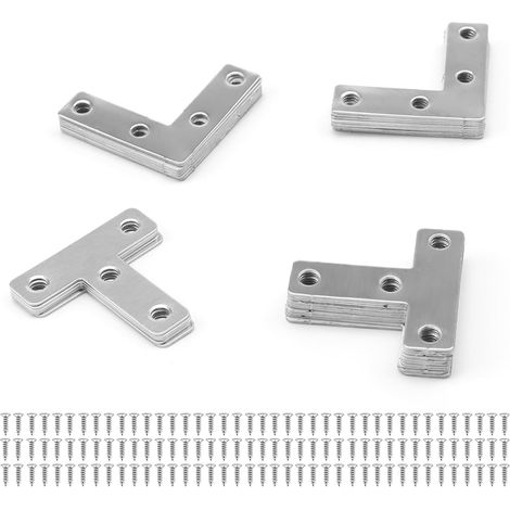 Equerre Fixation, Acier Inoxydable Equerre Plate, Types L et T Équerre de Fixation, Plaque de Fixation Meubles avec Vis, Adapté à la Réparation et au Raccordement de Meubles (50 x 50 mm) (1/5)