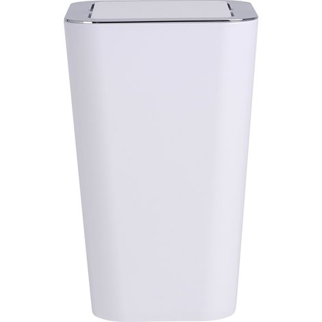 WENKO Schwingdeckeleimer Candy White 2er Set, je 6 Liter, Weiß, Polystyrol weiß, Kunststoff (ABS) chrom