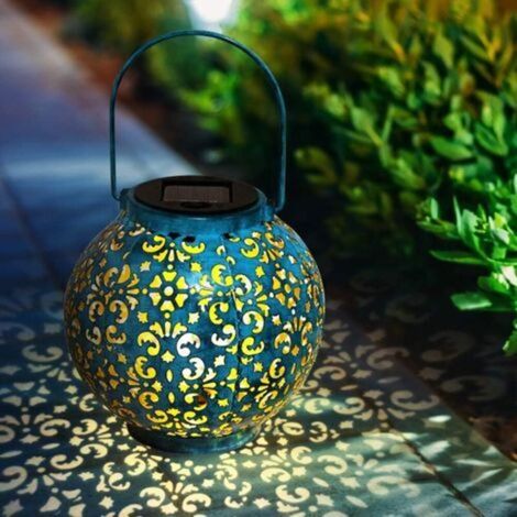 Lanterne solaire solaire décorative pour jardin étanche avec lampe solaire suspendue pour décoration de jardin Bleu (1/4)