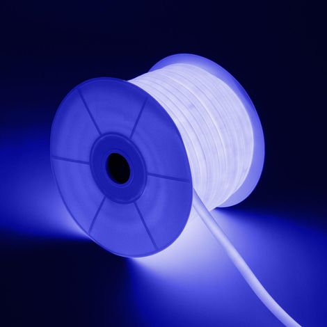 Tira LED Neón Regulable 220V BOBINA 50m Azul Circular 360 9W/m Corte 100cm IP67 Azul (1/5)