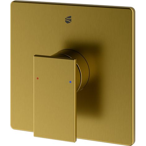 BERNSTEIN Grifo mezclador de ducha de pared, latón dorado cepillado, mezclador cerámico, 14x14x4,6 cm (AnxAlxPr), LAVOA Oro cepillado