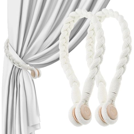 Embrasses Magnétiques Décoratives Design Magnétique pour Rideaux en Coton et Bois, Lot de 2 Pièces pour Chambre et Salon (1/5)