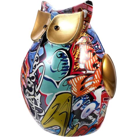 de hibou en résine colorée objet de décoration de table au