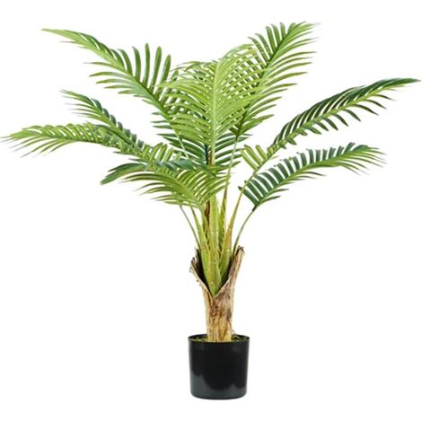 Plante de Palmier Areca Artificielle avec 9 Feuilles, 90 cm, Vase avec Mousse Naturelle, Plante décorative pour intérieur (1/5)