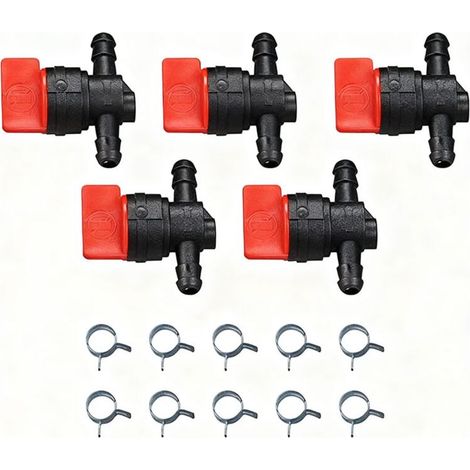 Lot de 5 vannes d'arrêt de réservoir d'essence en plastique de 6,35 mm, interrupteur de coupure, accessoires pour tondeuses à gazon et tracteurs