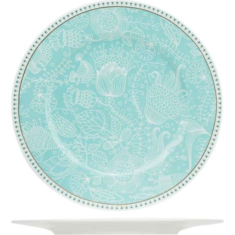 6 x assiettes plates DENTELLA Blue - 21cm - Porcelaine - Cosy&Trendy