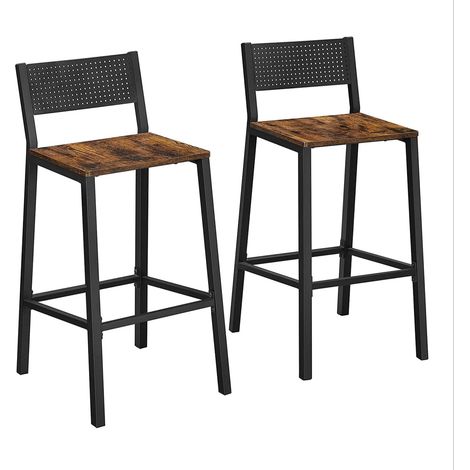 Sgabelli da bar set di 2 seggioloni sedie da cucina/sala da pranzo stile industriale marrone 120007748