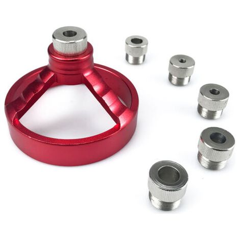 Gabarit de Guide de Foret Vertical Red, Accessoires 5/6/7/8/9/10 mm Positionneur de gabarit de Trou de Poche Gabarit de goujonnage de Guide à Angle Droit pour perforateur de menuiserie (Rond) (1/5)