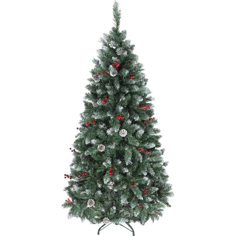 HOMCOM Albero di Natale Artificiale 180 cm da Interno 620 Rami, Pigne e Bacche (1/5)