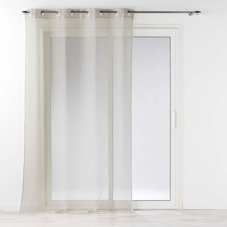Voilage à oeillets 140 x 240 cm liseré blanc Louise Beige (1/4)