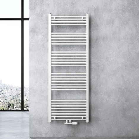 doporro Calefacción de baño diseño recto 160x60cm radiador tubular blanco conexión central horizontal (1/5)