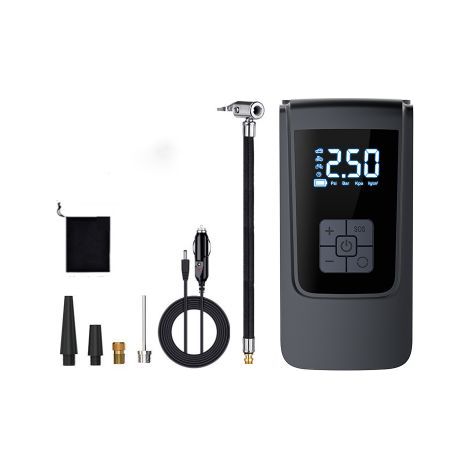 Compresseur à Air Portatif,Gonfleur Pneus Voiture,avec Affichage Digital et Lumière LED,150 PSI Pompe à air électrique avec Fonction de dégonflage,Pompe Portable pour Voiture, Moto, vélo (1/5)