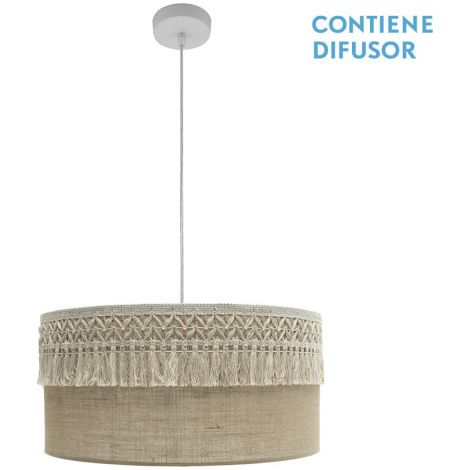 Colgante Ekaterina 2xe27 Blanco/saco Regx50x50 Cm Con Pasamaneria (1/2)