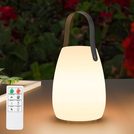 Lampe de table LED extérieur 1 pièces avec Télécommande Blanc chaud 8 couleurs Intensité variable Lampe de Table sans fil étanche IP44 pour votre maison et jardin (Silicium,petit) (1/5)