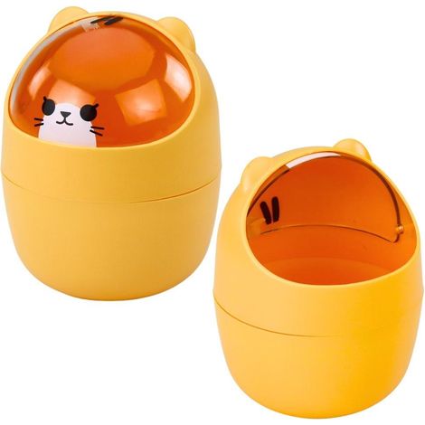 Mini cestino da scrivania a forma di orsetto arancione, 1 litro, 16 cm