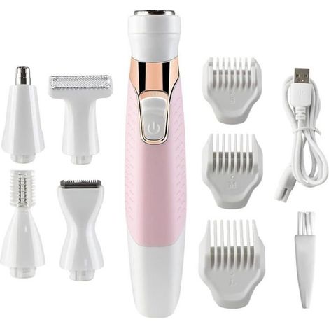 Rasoir électrique pour femmes, rasoir 5 en 1 pour femmes comprenant un rasoir pour les sourcils, une tondeuse pour les poils du nez et une tondeuse pour le maillot, rechargeable par USB. (1/5)