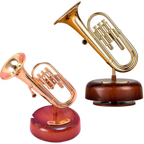 Boîte à musique trompette classique vintage, artisanat exquis, boîte à musique saxophone pour instrument de musique, ornement 2057 Trompette (1/5)