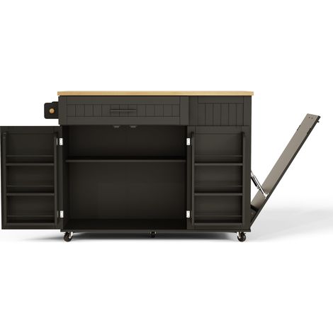 GagaÎlot de cuisine mobile noir plateau pliant 130 x 45, 70 x 93 cm (1/5)