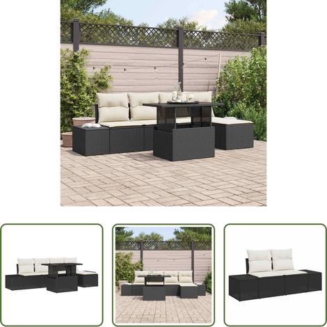 vidaXL Canapé moderne -  Ensemble de canapé de jardin 6 pcs Noir Poly rotin (1/5)