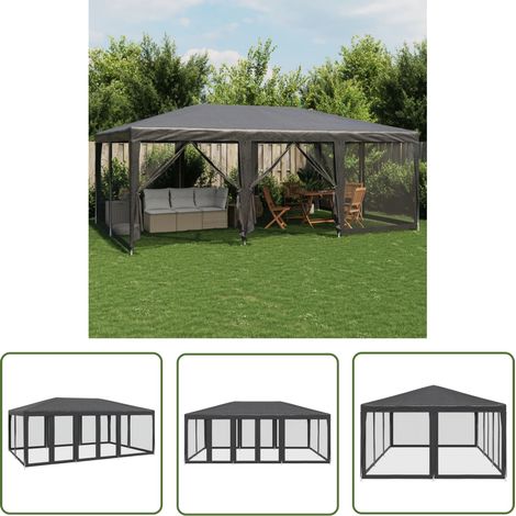 vidaXL Partyzelt mit 10 Mesh-Seitenteilen Anthrazit 6x4 m HDPE (1/5)