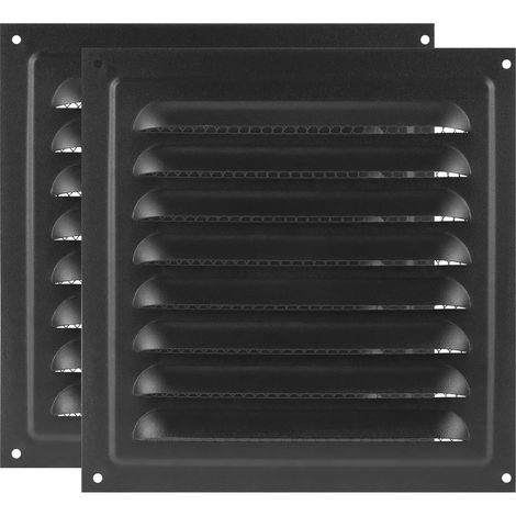 Grille de ventilation, sortie d'air à persiennes 15 x 15 cm, sortie d'air en acier inoxydable (lot de 2, noir)