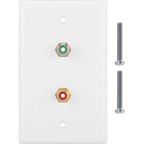 Plaque murale multifonctionnelle avec 2 interfaces RCA pour bureaux et bâtiments commerciaux, panneau de connexion robuste, finition élégante, installation facile. (1/5)