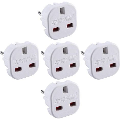 5er-Pack Reiseadapter, UK-zu-Euro-Steckeradapter (Euro Typ C, E, F) (1/5)