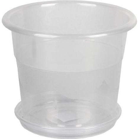 maceta orquidea transparente 23.5x20+ plato 20cm caja 12 unid.