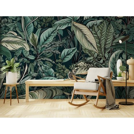 Papier Peint Feuillage - Jungle Illustrée - 150 x 250 cm (1/2)