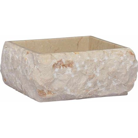 Lavandino Bagno, Lavabo d'Appoggio, Lavabo Bagno con Design Moderno Crema 30x30x13 cm in Marmo HWQ45495 BonneVie (1/5)