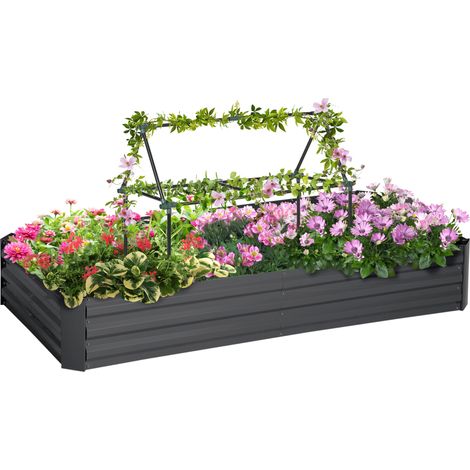 Potager carré métal tuteurs tomates plantes grimpantes 180 x 90 x 29,5 cm