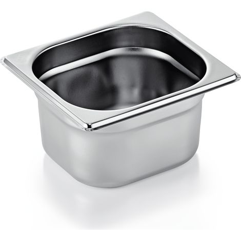 Bac GN 1/6 ECO en Acier au nickel-chrome 1,6 L P 100 mm Lot de 6 - Was Germany