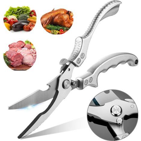 Ciseaux Cuisine, Ciseaux Polyvalents en Acier Inoxydable Argenté Professionnels (1/5)