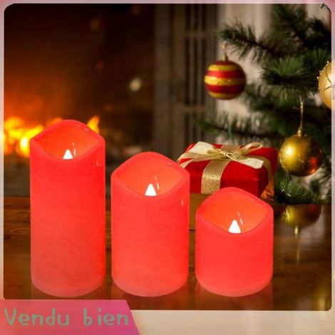 bougies chauffe-plat LED 3 Pièces Bougies LED sans Flamme Télécommande Alimentée par Batterie Bougies linge lampe (1/4)