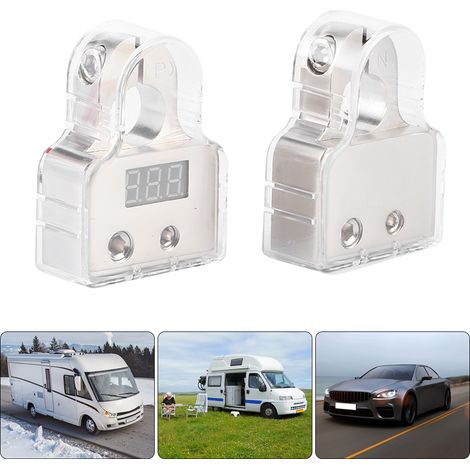 Paar 0/4/8 AWG Batteriepolklemmen mit Voltmeter für Auto, Wohnwagen, Boot, Wohnmobil (1/5)
