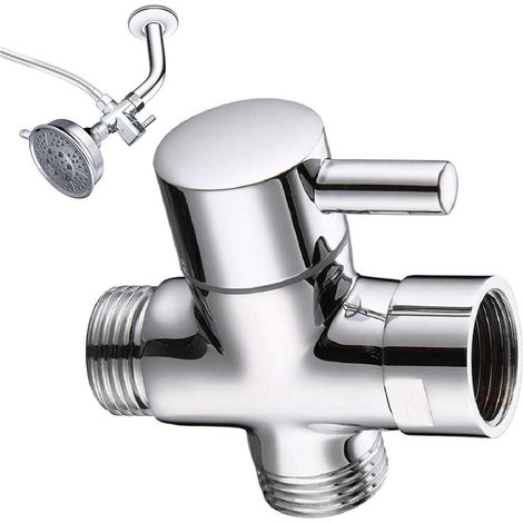 Lntyq Valve 3 voies en laiton massif G1/2" Douchette Composants de Douche Raccord universels (1/5)