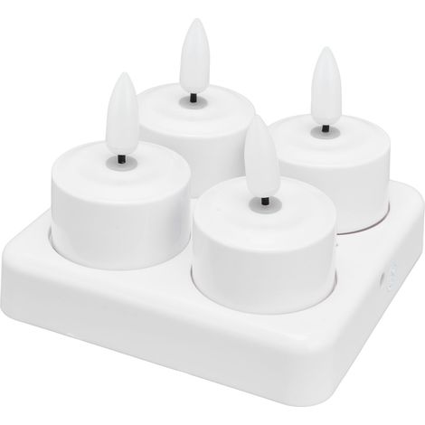 Flackernde, flammenlose LED-Teelichter (gelb) mit Ladestation für Partys, Hochzeiten und Dekoration (100–240 V, EU-Stecker) (1/5)