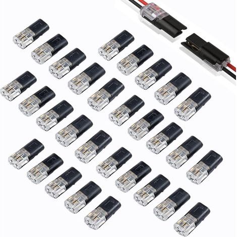 30 connettori elettrici impermeabili a 2 pin per cavi da 12 V, connettori rapidi per auto, adatti per cavi da 18-22 AWG, per illuminazione a LED ed elettronica automobilistica. (1/5)