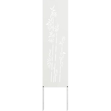 Paravent de jardin blanc à motif floral 32 x 140 cm (1/5)