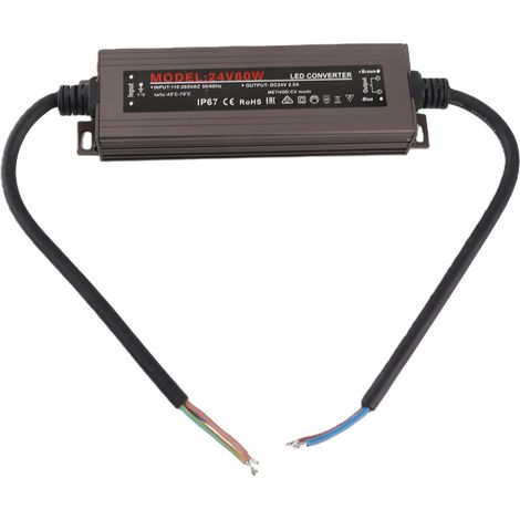 Ortviai Alimentation Étanche IP67 pour Bande LED 24 V – 60 W, Protection Courte-Circuit/Surcharge/Supertension (1/5)