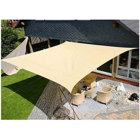 Vela Shadow Square 5x5 mt abat-jour e'cru pour le stationnement des serres et jardins avec crochets en acier